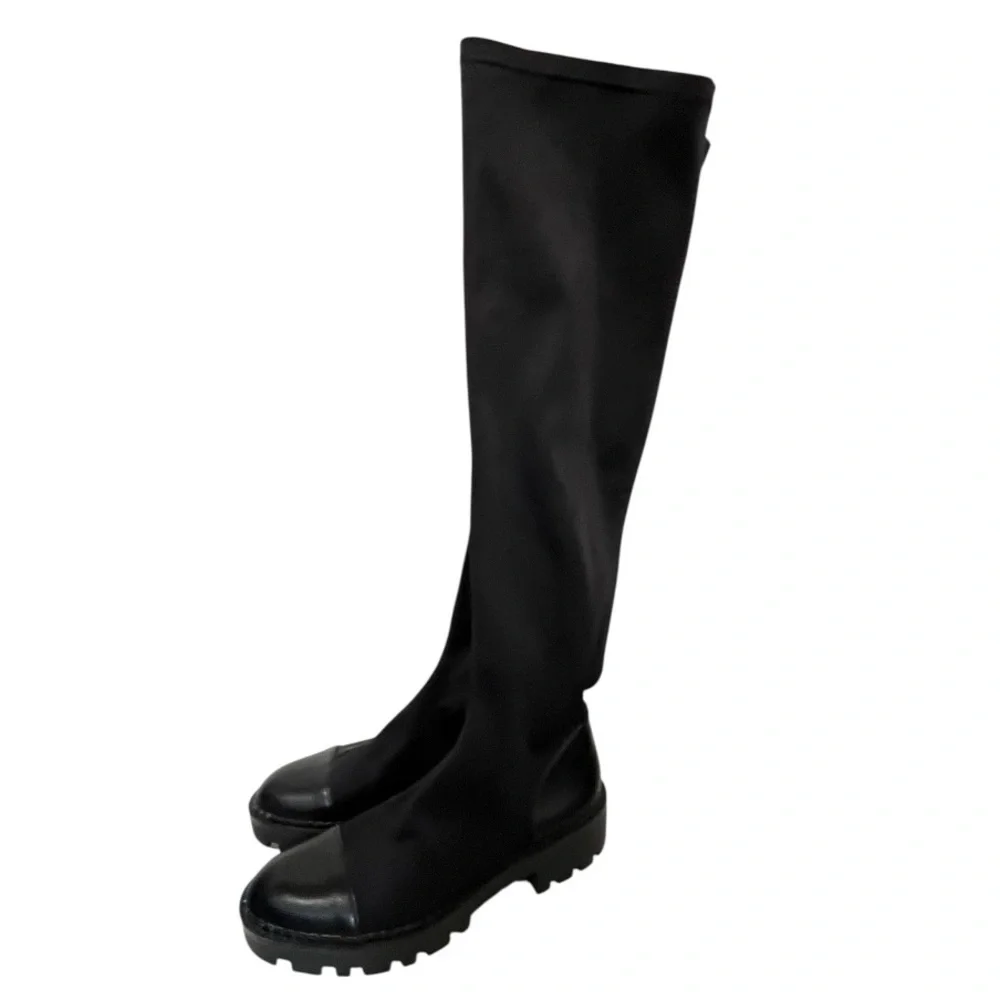 Zara | Tall Lug Soled‎ Boots in Black Size 39 8